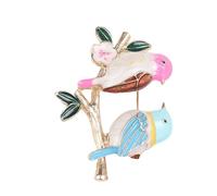 Enameled Bird Stand On Branch Brooch Elegant Accessory For Birthdays Christmas Friend Versatile Wear Jewelry Versatile Brooch For Outfits