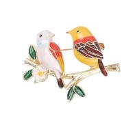 Enameled Bird Stand On Branch Brooch Elegant Accessory For Birthdays Christmas Friend Versatile Wear Jewelry Playful Bird Pin