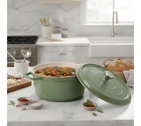 Enameled Cast Aluminium Dutch Oven Pot with Lid, Green