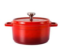 Enameled Cast Aluminum Oven With Lid 4.7L Stew Pot For Bread Baking Casserole Dish Nonstick Pan For All Heat Source 24cm For Braising(Red)