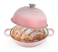 Enameled Cast Iron Bread Oven, Dutch Oven Pot with Lid, 10" Bread Dutch Oven for Sourdough Bread Baking, 6 Quarts Bread Pan with Dome Lid, Non-stick Cookware for Homemade Bread, Pink