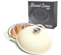 Enameled Cast Iron Bread Pan with Lid, 11” Bianco Perla (White) Bread Oven Cast Iron Sourdough Baking Pan, Dutch Oven for Bread - Segretto Cookware
