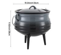Enameled Cast Iron Cauldron with Lid and Three Legs