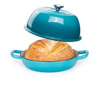 Enameled Cast Iron Dutch Oven - Bread Pan for Sourdough Bread - Cast Iron Pan - Light Blue, 5.7L, 22cm - by Nuovva
