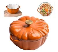 Enameled Cast Iron Dutch Oven with Lid, Pumpkin-Shaped Casserole Dish, Decorative Cooking Pot for Stews and Soups