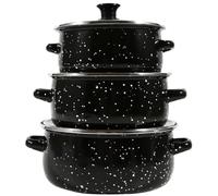 Enameled Cast Iron Pan 3Pcs/Set Dutch Oven Pot with Lid, 3 Stackable Enameled Cast Iron Pan Set with Stainless Steel Welt & Dual Handle Non Stick Enamel Dutch Oven For Bread Baking, Cooking Soup