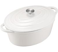 Enameled Cast Iron Signature Oval Dutch Oven, 7 qt Enameled Oval Dutch Oven Pot with Lid and Dual Handles for Braising, for Braising, Broiling, Bread Baking, Frying, White (TYG7QT-White)
