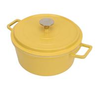 Enameled Dutch Oven, 9.4 Inch Dia. Non Stick Casserole Dish with Dual Handles and Lid - Large Capacity Deep Cast Iron Pot for Home Induction Cooker, Flame, Stove (Yellow)