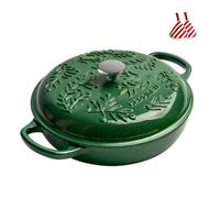 Enameled Dutch Oven, Round Multi-functional Enameled Cast Iron Pot with Lid and Dual Handles, Retro Green Durable Non-stick Stew Pots, for Braising, Stews, Roasting and Bread Baking