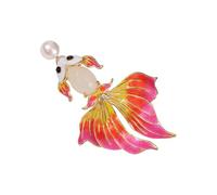 Enameled Gold Fish Brooch Animal Shaped Lapel Pin Playful Fashion Accessories for Jackets Backpacks Clothing Decoration Gradient Tail Gold Fish Pin