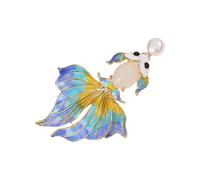Enameled Gold Fish Brooch Animal Shaped Lapel Pin Playful Fashion Accessories for Jackets Backpacks Clothing Decoration Gradient Tail Gold Fish Pin