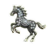 Enameled Horse Shape Brooch With Sparkling Rhinestones Detail Versatile Zincs Alloy Pin Jewelry For Gift Giving Vintage Brooch