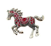 Enameled Horse Shape Brooch With Sparkling Rhinestones Detail Versatile Zincs Alloy Pin Jewelry For Gift Giving Vintage Brooch