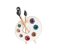 Enameled Palette Brooch With Brilliant Rhinestones Accent Art Inspired Jewelry For Him Her Zincs Alloy Lapel Pin Artist Palette Brooch Design