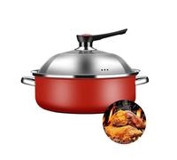 Enameled Roasting Pan with Lid and Handle - Multi-Purpose Sweet Potato and Vegetable Roaster, 32cm Cooking Pot for Household Use