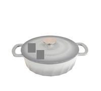 Enameled Soup Pot 22cm Cast Iron Pan, Bread Oven, Gradient Color(Grey)