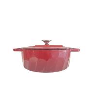 Enameled Soup Pot 22cm Cast Iron Pan, Bread Oven, Gradient Color(Red)