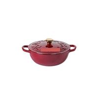Enameled Soup Pot 23cm Enameled Cast Iron Oven 2.8L Heavy Soup Pot Casserole Dish For Bread Baking And Stew Nonstick Braised(Red)