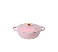 Enameled Soup Pot 23cm Enameled Cast Iron Oven 2.8L Heavy Soup Pot Casserole Dish For Bread Baking And Stew Nonstick Braised(Pink)