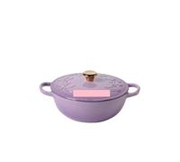 Enameled Soup Pot 23cm Enameled Cast Iron Oven 2.8L Heavy Soup Pot Casserole Dish For Bread Baking And Stew Nonstick Braised(Purple)