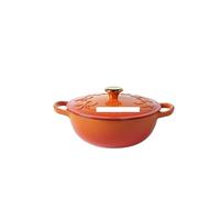 Enameled Soup Pot 23cm Enameled Cast Iron Oven 2.8L Heavy Soup Pot Casserole Dish For Bread Baking And Stew Nonstick Braised(Orange)