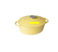 Enameled Soup Pot 27cm Enameled Cast Iron Oval Oven For Braising Broiling Bread Baking 3L Saucepan Kitchen Utensil Casserole Dish(Yellow)