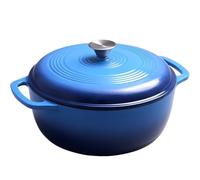 Enameled Soup Pot 28cm Enameled Cast Iron Oven Dual Handles 6 Quart Stew Pot Use To Cook Bread Baking Soups Casserole(Blue)