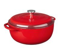Enameled Soup Pot 28cm Enameled Cast Iron Oven Dual Handles 6 Quart Stew Pot Use To Cook Bread Baking Soups Casserole(Red)