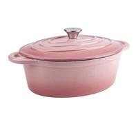 Enameled Soup Pot 29cm Enameled Cast Iron Oval Oven For Braising Broiling Bread Baking 4L Saucepan Kitchen Utensil Casserole Dish(Pink)