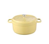 Enameled Soup Pot Enameled Cast Aluminum Oven With Lid 4.7L Nonstick Pan Iron Casserole Dish Enamel Coating For All Heat Source 9.5Inch(4.75L yellow)