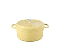 Enameled Soup Pot Enameled Cast Aluminum Oven With Lid 4.7L Nonstick Pan Iron Casserole Dish Enamel Coating For All Heat Source 9.5Inch(2.75L yellow)