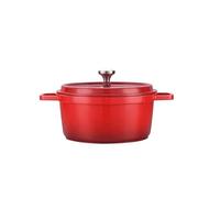 Enameled Soup Pot Enameled Cast Aluminum Oven With Lid 4.7L Nonstick Pan Iron Casserole Dish Enamel Coating For All Heat Source 9.5Inch(2.75L red)