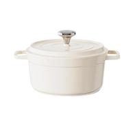 Enameled Soup Pot Enameled Cast Aluminum Oven With Lid 4.7L Stew Pot For Bread Baking Casserole Dish Nonstick Pan For All Heat Source 24cm(White)