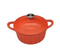 Enameled Soup Pot Enameled Cast Iron Oven Pot with Lid, Bread Baking, Cooking, Round, Dual Handles(Red)