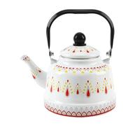 Enameled Teakettle Stovetop, Enamel Steel - Handle Ancient - Bell Kettle 1.1-2.5L Enameled(Wit,1.7L)