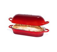 Enamelled Cast Iron Bread Loaf Pot - Dutch Oven For Sourdough Bread Baking - Oven Safe Non Stick Bread Pot - Rectangular, Red, 34cm x 16cm - by Nuovva