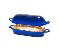 Enamelled Cast Iron Bread Loaf Pot - Dutch Oven for Sourdough Bread Baking - Oven Safe Non Stick Bread Pot - Rectangular, Dark Blue, 34cm x 16cm - by Nuovva