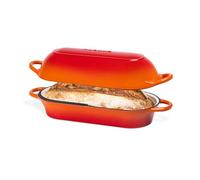 Enamelled Cast Iron Bread Loaf Pot - Dutch Oven for Sourdough Bread Baking - Oven Safe Non Stick Bread Pot - Rectangular, Orange, 34cm x 16cm - by Nuovva