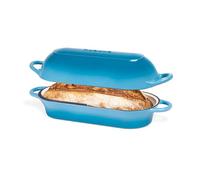 Enamelled Cast Iron Bread Loaf Pot - Dutch Oven for Sourdough Bread Baking - Oven Safe Non Stick Bread Pot - Rectangular, Light Blue, 34cm x 16cm - by Nuovva