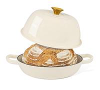 Enamelled Cast Iron Dutch Oven Pot - Dutch Oven For Sourdough Bread Baking - Cast Iron Bread Pot - cream, 6 Quarts, 26cm - by Nuovva