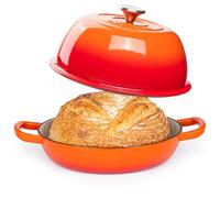 Enamelled Cast Iron Dutch Oven Pot - Dutch Oven For Sourdough Bread Baking - Cast Iron Bread Pot - Orange, 6 Quarts, 26cm - by Nuovva