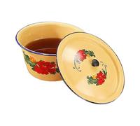 Enamelware Bowl - Durable Rust Resistant Soup Basin Asian Dishes | Convenient Enamel Cake Containers with Lid | Salad Serving Bowll for Rice, Noodle, Hot Meals, Camping