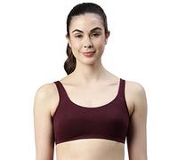 Enamor SB06 Low Impact Slip on Everyday Cotton Bra for Women - Non-Padded, Non-Wired & High Coverage | Available in Solids & Prints, GRAPEWINE, M