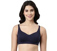 Enamor Women's Cotton Blend Bra Non-Wired Everyday Padded Full Coverage Ultra Soft Breathable Eco Friendly Bamboo Fabric with No Pinch Design, Eclipse, 34C