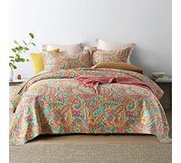 ENASAL Cotton Bedspread Quilt Sets, Reversible Bedding Coverlet Sets Comforter, Floral Paisley Bedspread (Gorgeous, King Size)
