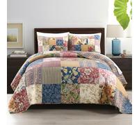 ENASAL Cotton Bedspread Quilt Sets Reversible Bedding Coverlet Sets Comforters Vintage Luxury Gorgeous Floral Real Patchwork Bedspread,King Size