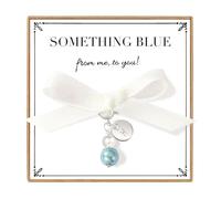 ENASAL Initial A-Z Something Blue Gift for Bride,Bridal Pearl Bouquet Garter Keychain for Daughter/Daughter in Law/Friend, Initial (H), Medium