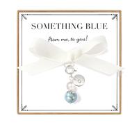 enasal Initial A-Z Something Blue Gift for Bride,Bridal Pearl Bouquet Garter Keychain for Daughter/Daughter in Law/Friend, Initial (O), Medium