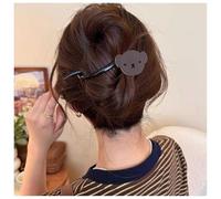 Enautoabs Black French Twist Hair Barrette With Bear Cartoon Black Banana Clip Cute Bear Clip Claw Non-slip Hair Clip Decorative Hair Accessories For Women