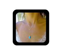 Enautoabs Bohemia Blue Turquoise Y Lariat Necklace Long Teardrop Turquoise Y Necklaces Chain Long Silver Circle Necklace Sweater Drop Chain Necklace Jewelry for Women